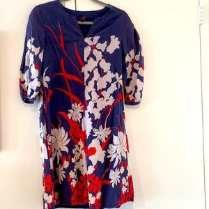 Floral Navy and Red Dress